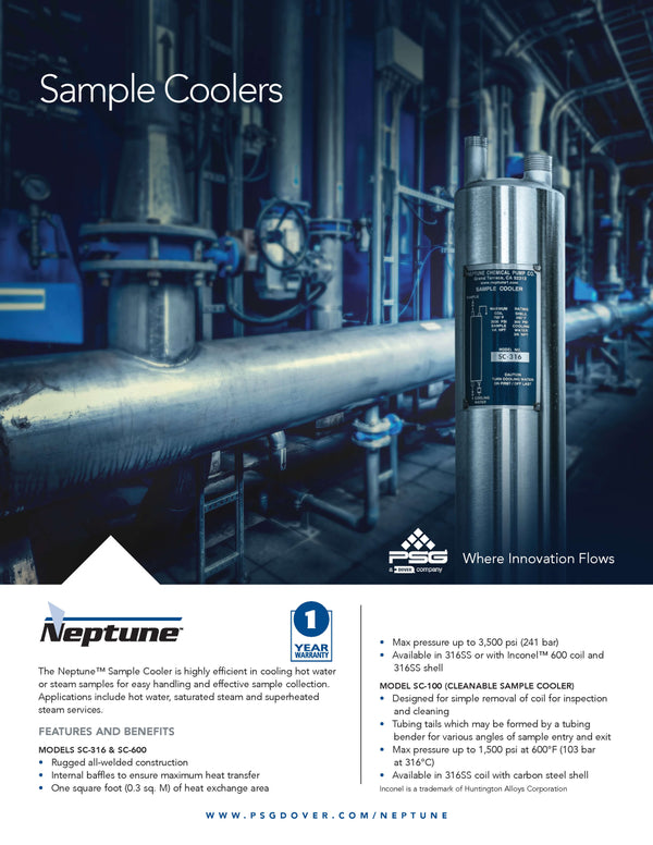 Neptune SC-316 Sample Cooler | 316 Stainless Steel | 3500 PSI